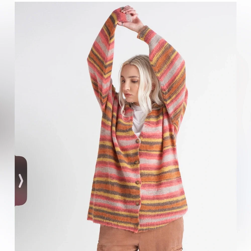 NWT DEX Sunset stripped cardigan size S super soft